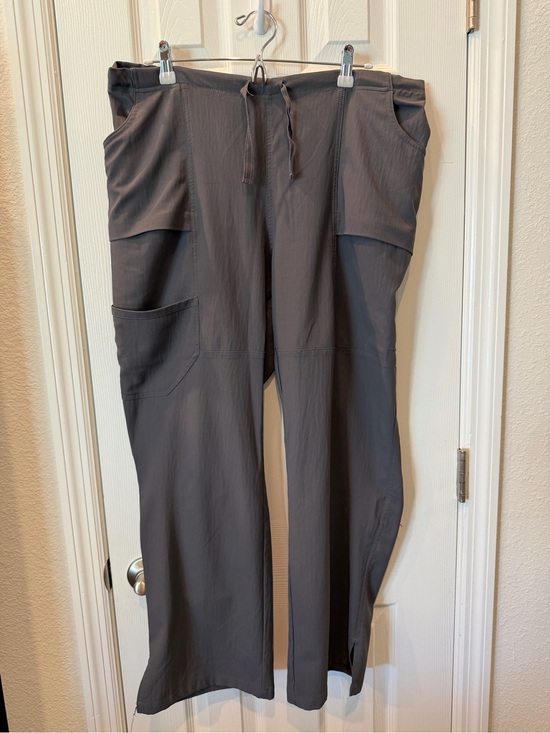 Pants - Women's Gray Cargo Scrub Pants with Drawstring Waist